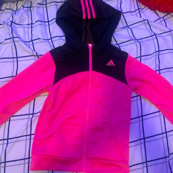 Bright pink adidas track suit jacket - Picture 1 of 3